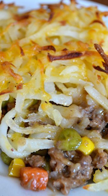 Hashbrown Hamburger Casserole with Veggies and Cheese