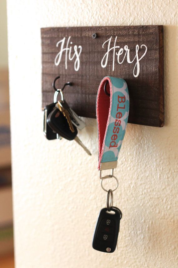 His and Her Key Holder Rustic Home Decor by ThePaperWalrus