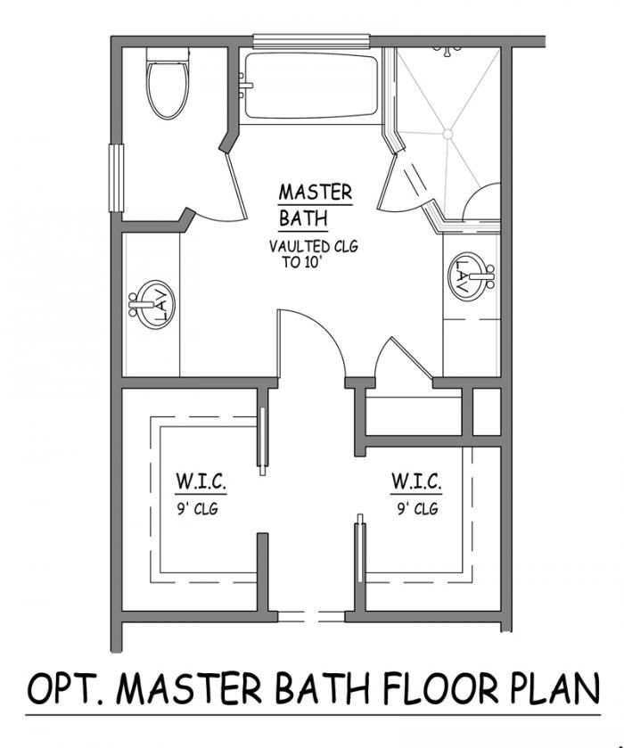 I like this master bath layout. No wasted space. Very efficient. Separate closets plus linen.
