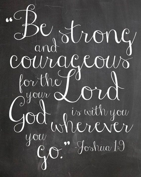 INSTANT DOWNLOAD Joshua 1:9 print, Be Strong and Courageous, Chalkboard print, scripture verse print on Etsy, $5.00