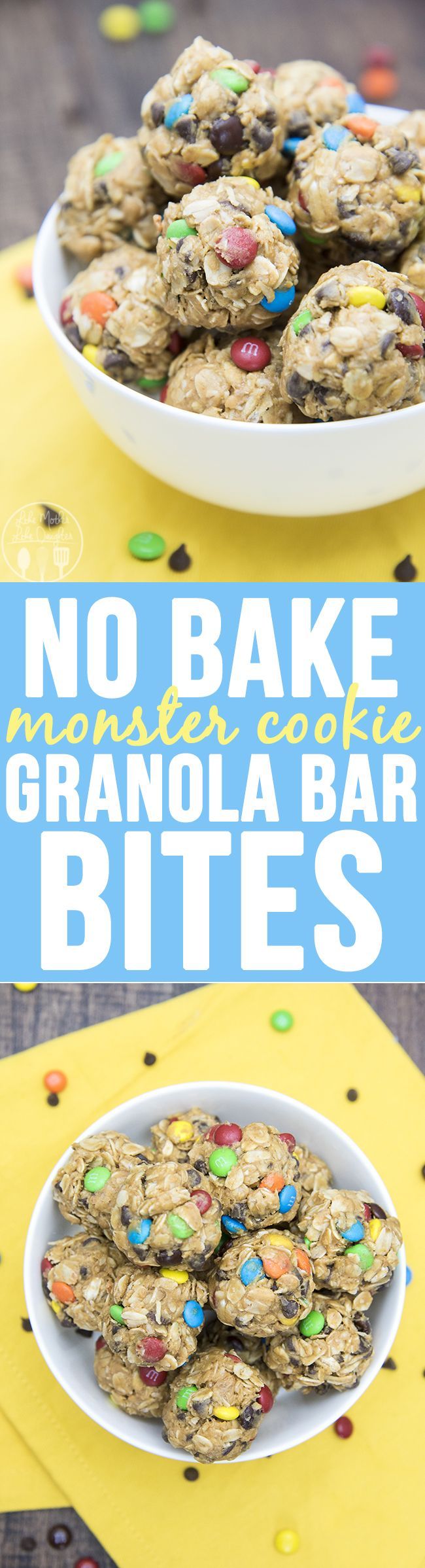 No Bake Monster Cookie Granola Bar Bites – these no bake granola bar bites taste just like monster cookies, without the flour and