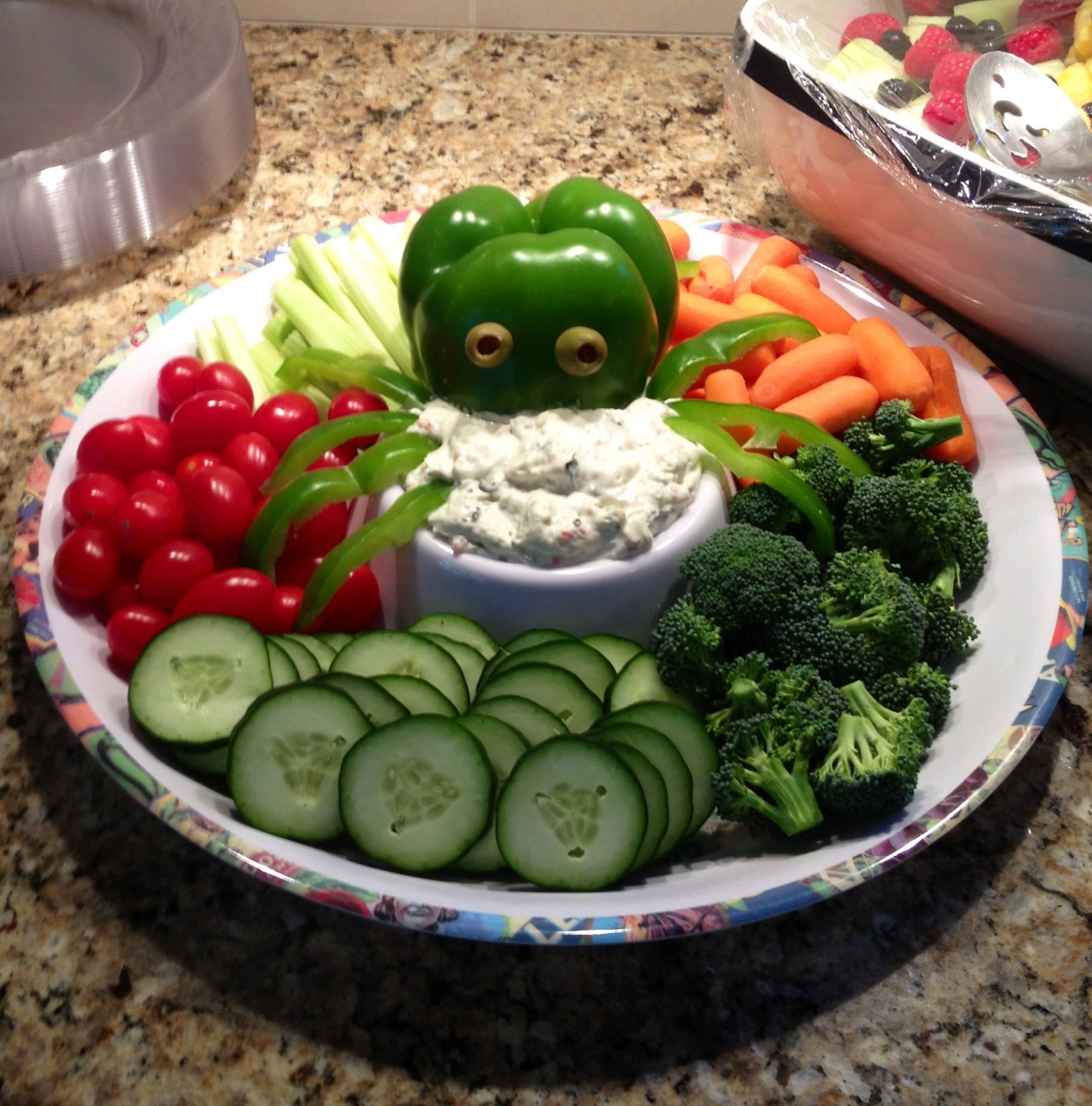 Octopus veggies for nautical theme baby shower.