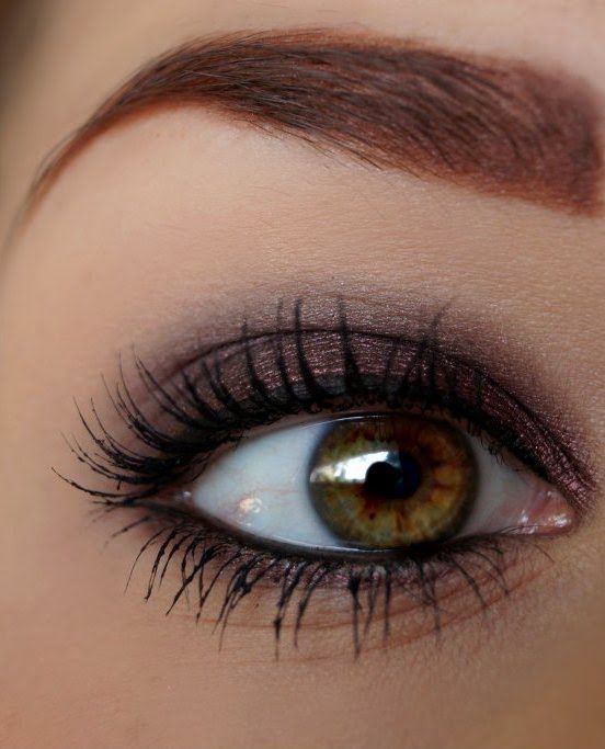 Pretty brown eye makeup. Use Garnet ShadowSense to achieve this color and Black LashSense mascara for long beautiful lashes that