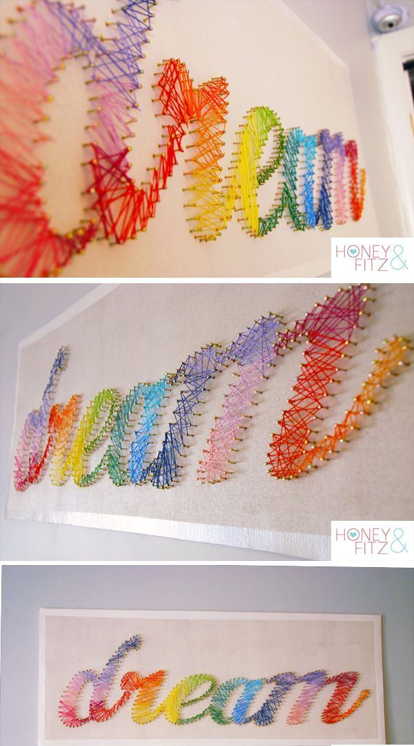 Rainbow String Art tutorial | Honey and Fitz – make a name version instead!