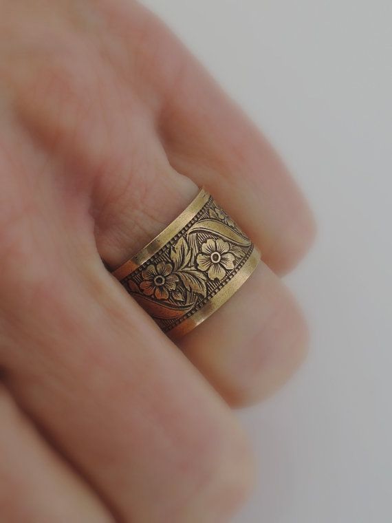 Ring  Victorian Flowers Vintage Brass  by chloesvintagejewelry, $24.00
