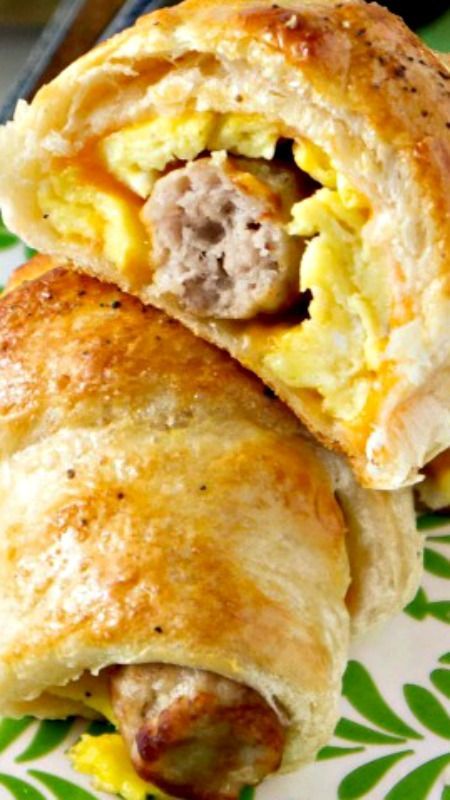 Sausage, Egg & Cheese Breakfast Roll-Ups ~ a quick, hearty, grab-and-go breakfast with these wrapped sausage bites.