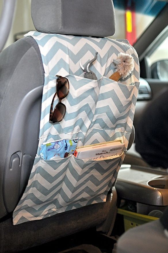sewn car organizer,,,need to make one! my mom made something sort of like this… works great!!