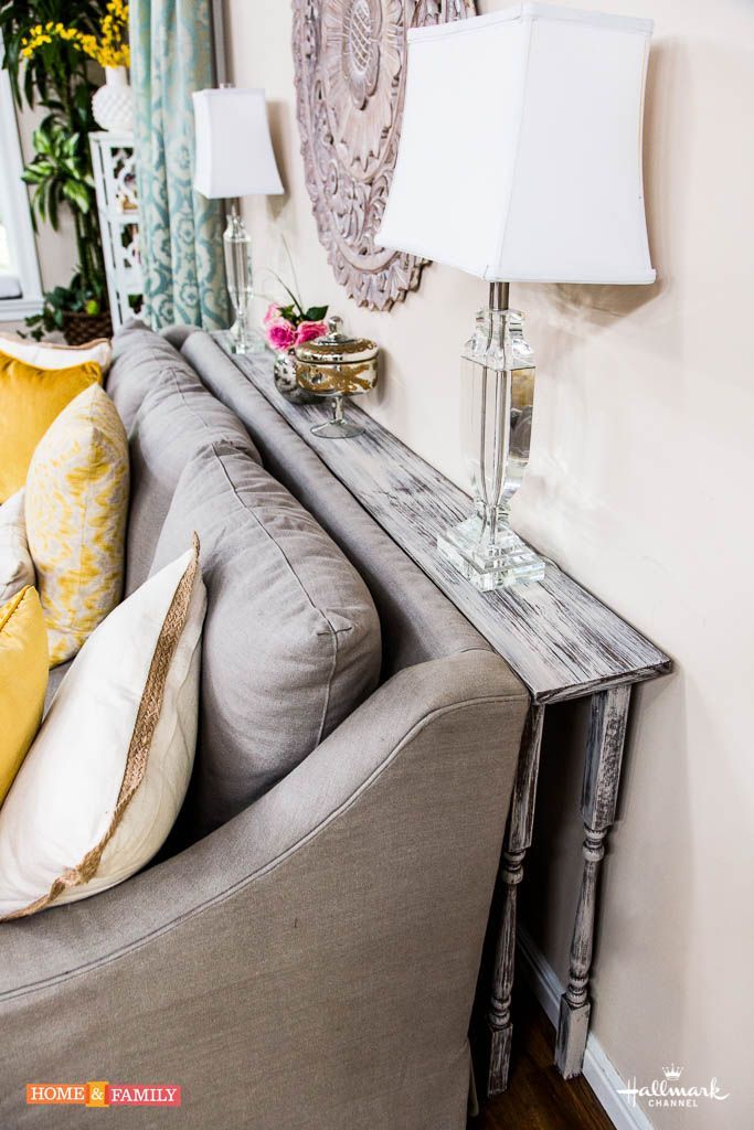 Simple DIY to make the most out of your living room space! Create a behind-the-couch table!