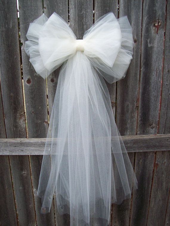 Tulle Pew Bow Tulle Wedding Formal Aisle Decor by OneFunDay, $13.00