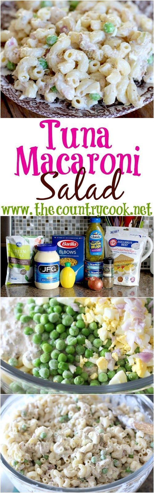 Tuna Macaroni Salad recipe from The Country Cook. Delicious flavors with lots of filling protein! Everyone loves this! A great way