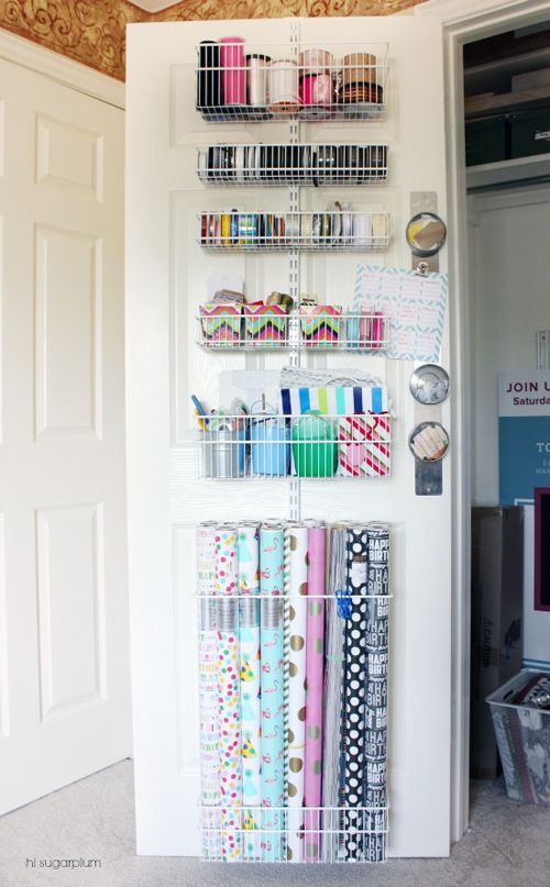 UHeart Organizing: Shut the Craft Door Wrapping Paper Organization over the door, in a closet