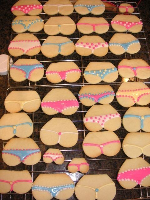 Bikini cookies made with heart cookie cutter.seriously. Why.Just why. Lol…. I brought cookies everyone.