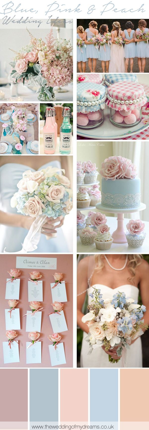 Blue, Pink And Peach Wedding Inspiration and Ideas