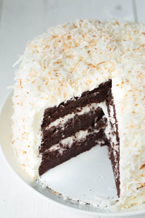 Chocolate Cake with Coconut Cream and Marshmallow Buttercream Frosting