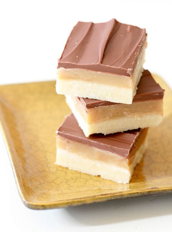 Chocolate Caramel Shortbread Squares  Good idea for bake sale.