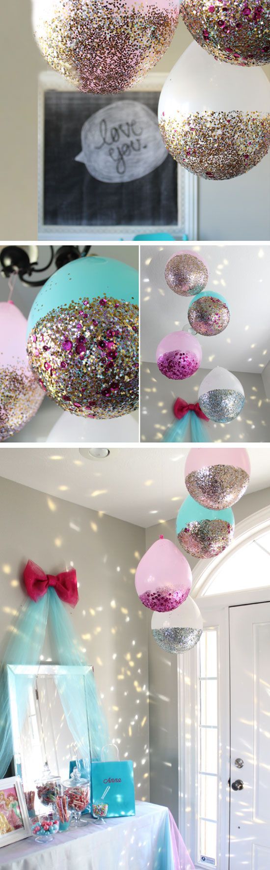 DIY Glitter Balloons | Click Pick for 23 Last Minute New Years Eve Party Ideas | Fun New Years Eve Party I