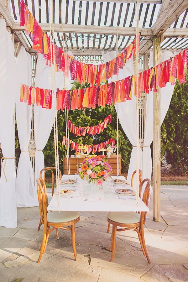 fabric strip garland… great party idea!