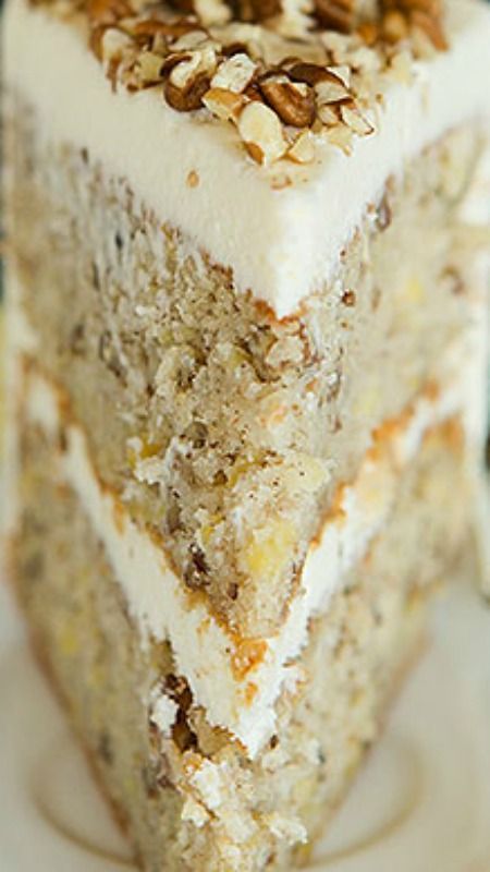 Hummingbird Cake ~ A wonderfully moist banana cake with crushed pineapple, pecans and a cream cheese frost