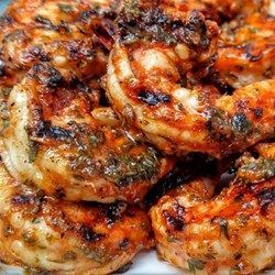 Marinated Grilled Shrimp – 3 cloves garlic, minced 1/3 cup olive oil 1/4 cup tomato sauce 2 tablespoons red wine vinegar 2