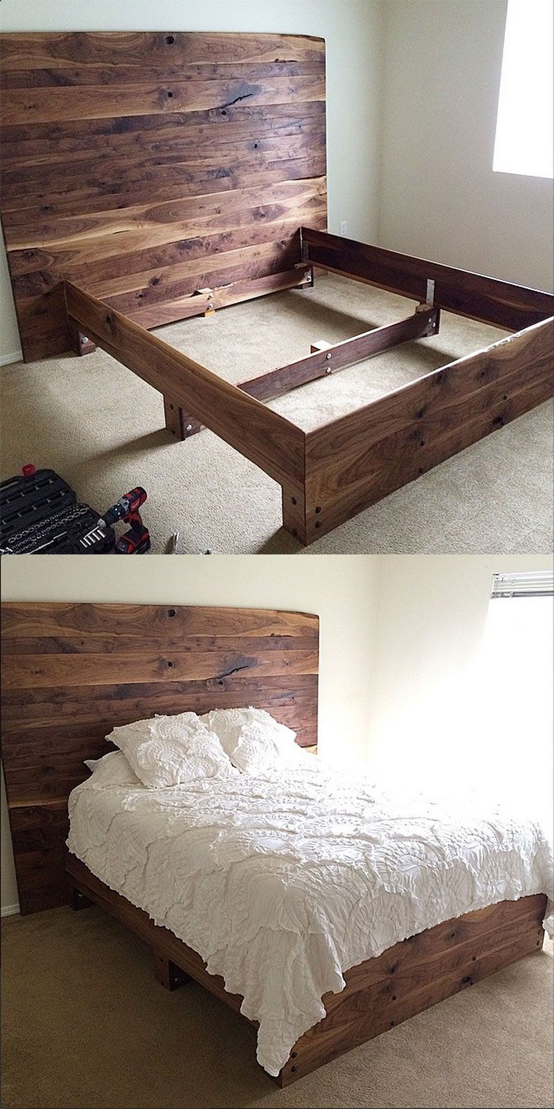 My Husband made this bed for me :))) solid black walnut! instagram.com/…