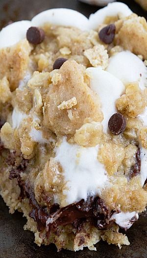 OATMEAL COOKIE S’MORES BARS ~ Gooey marshmallow-filled, chocolate-layered, graham-cracker crumb coated oat