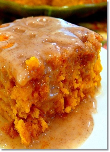 Pumpkin Cake with Apple Cider Glaze…..super easy yellow cake mix and can of pumpkin, glaze is 3 ingredie