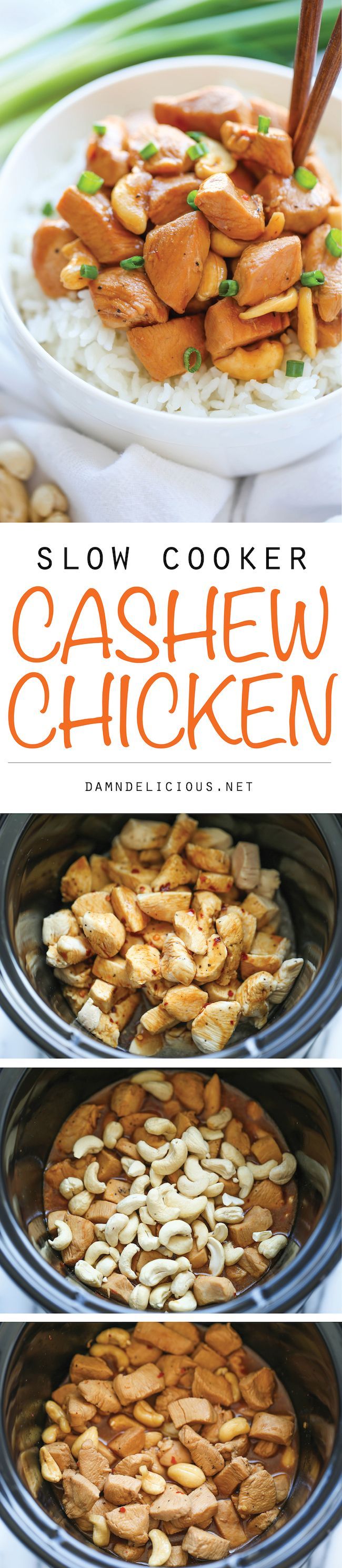 Slow Cooker Cashew Chicken – A Chinese takeout favorite made right in your crockpot. All you need is 10 mi