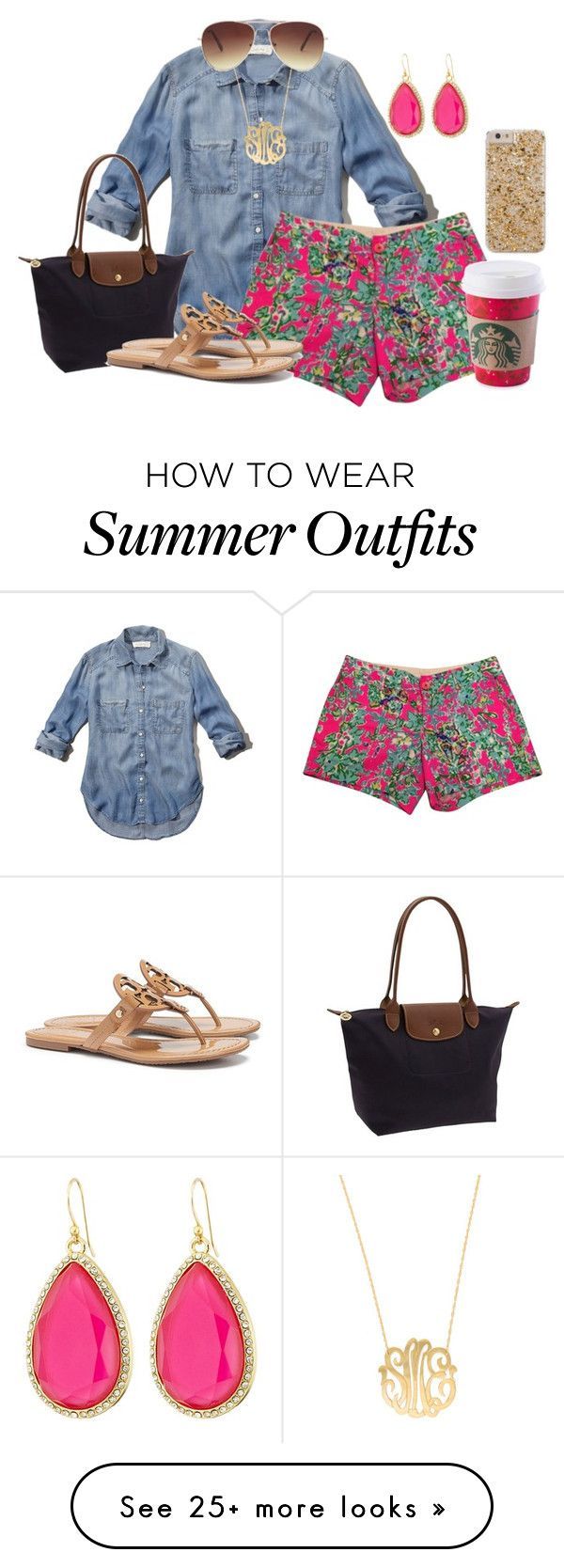 “Summer outfit” by flroasburn on Polyvore featuring Abercrombie & Fitch, Lilly Pulitzer, Longchamp, Tory B