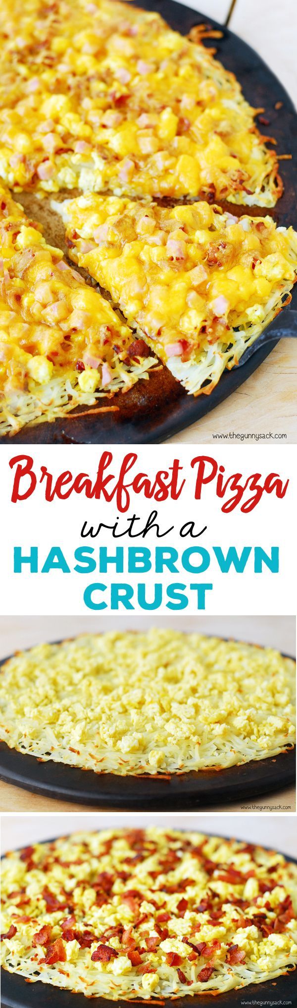 This delicious recipe for breakfast pizza with a hash brown crust can be made for breakfast or as an easy