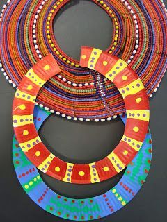 African Maasai necklace project for kids — all you need is a paper plate and some markers to make these c