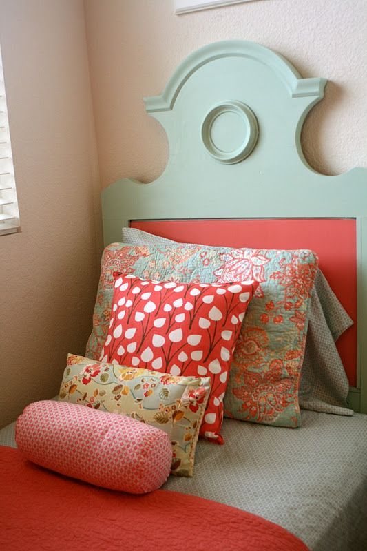 Aqua, Poppy Red & Pink: the gray Threshold sheets are from Target and nice up close. Shams/Bedding/Quilt f