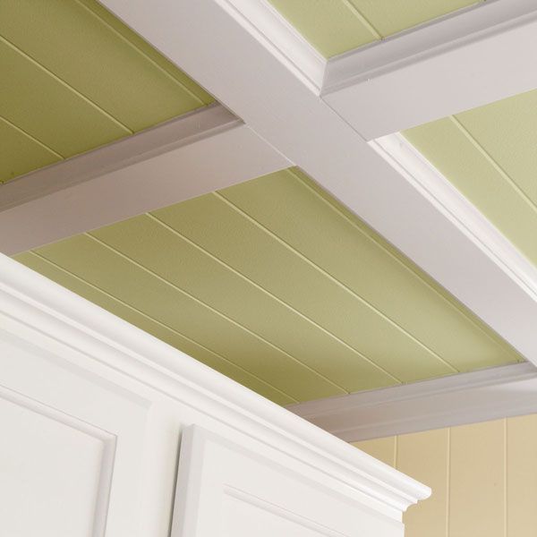 AWESOME tutorial on how to create a Coffered ceiling with Beadboard and simple trim lumber. I LOVE this Lo