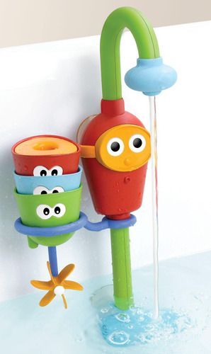 Flow ‘N’ Fill Spout bath toy : sucks up water from the tub for continuous water stream w/out wasting water