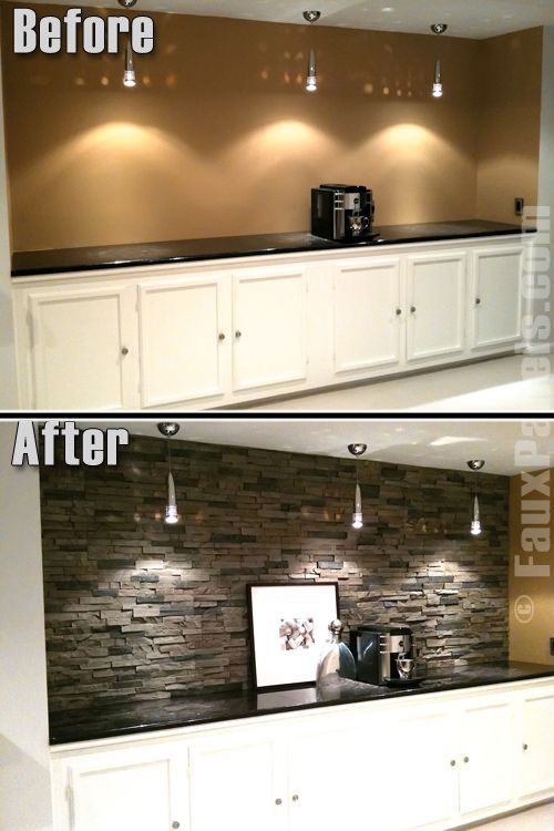 I like the look of the wall after the stone is done. I think it could work as a backsplash or accent wall.