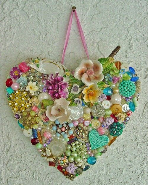lovely heart made of random pieces of jewelry.