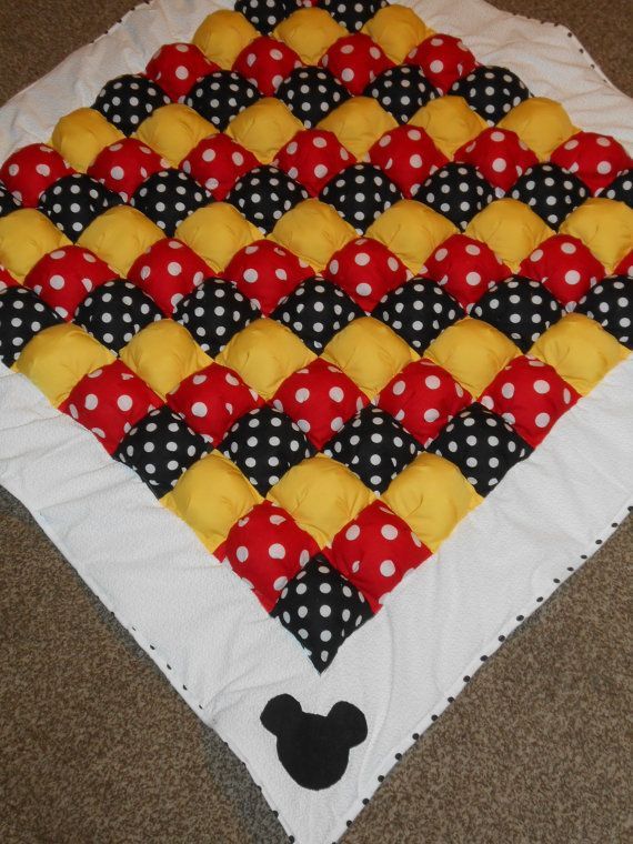 Mickey Mouse Minnie Mouse inspired bubble quilt puff quilt