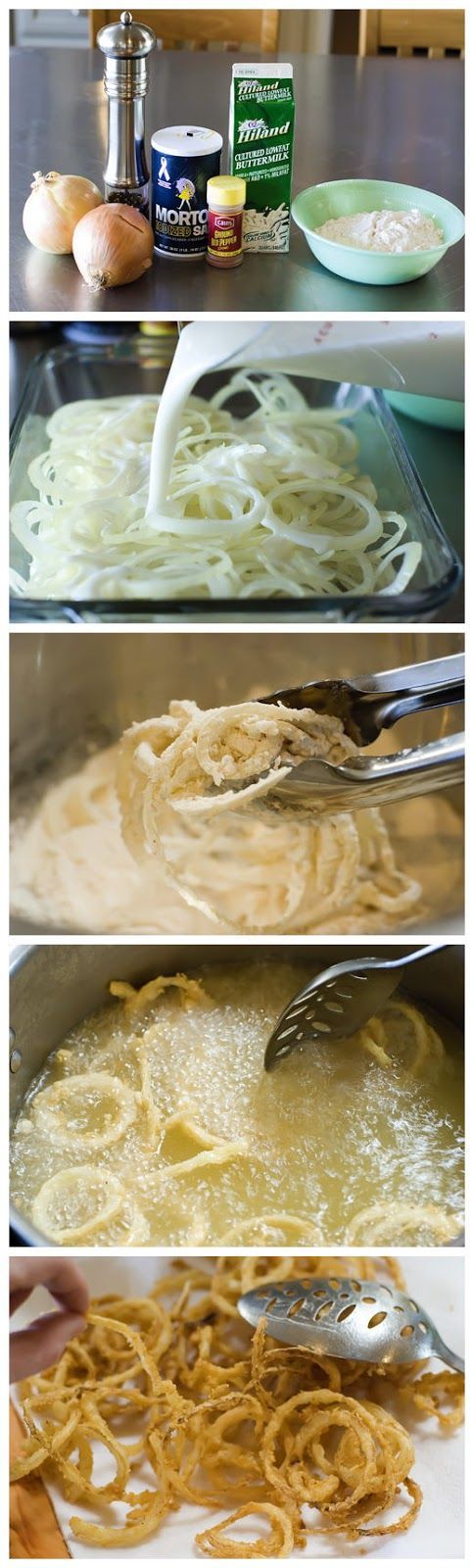 Onion Strings by the #pioneer woman- full recipe text on her site is super!-(You can blot these on paper t