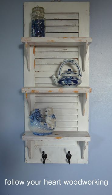 repurposed old shutters | shutter repurposed as shelves from Follow Your Heart Woodworking