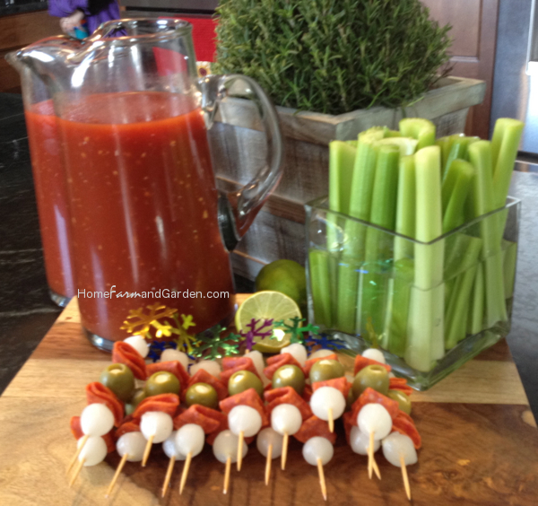 Self-Serve Bloody Mary Bar with Antipasto Skewers
