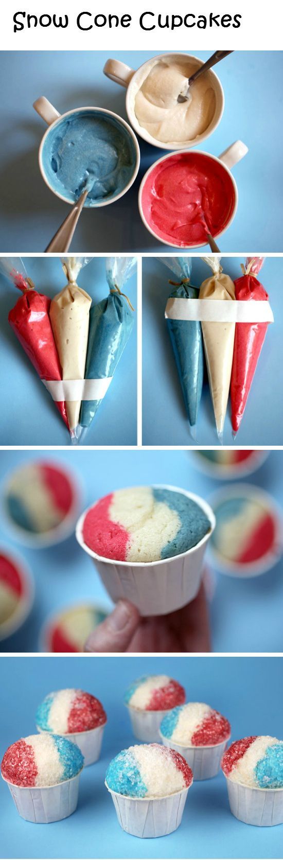 Snow Cone cupcakes 20 Cupcake Ideas That Will Keep You Nom Nomming look more like bomb pops than snow cone