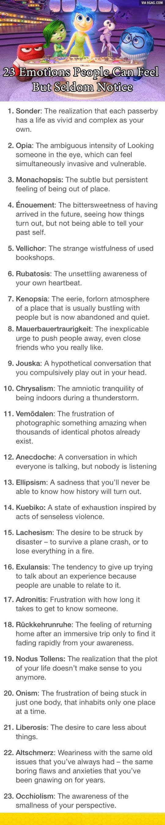 23 Emotions People Can Feel But Seldom Notice