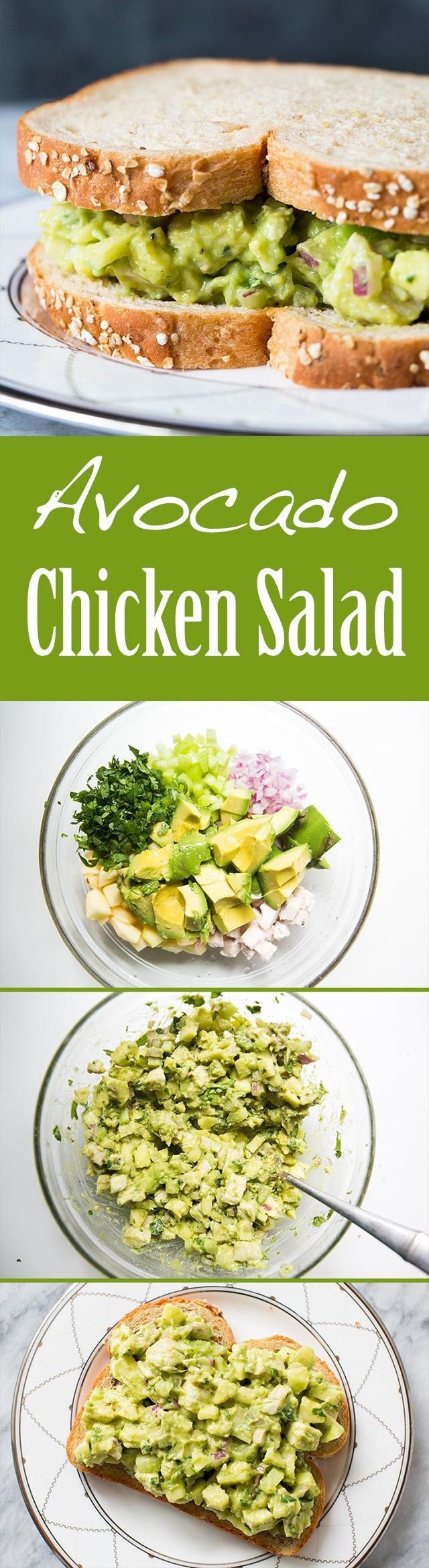 Avocado Chicken Salad ~ Easy and Healthy! Avocado chicken salad with avocado, chopped cooked chicken, appl