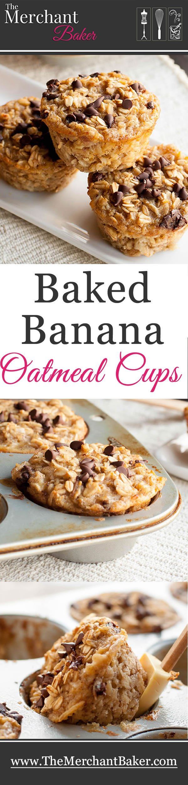 Baked Banana Oatmeal Cups. A hearty and healthy oatmeal that you can make ahead. Baked in individual cups