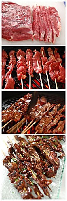 BBQ Beef Teriyaki Recipe – 1 flank steak 16 bbq skewers 2 tsp sesame oi salt & pepper Teriyaki Glaze 1 cup