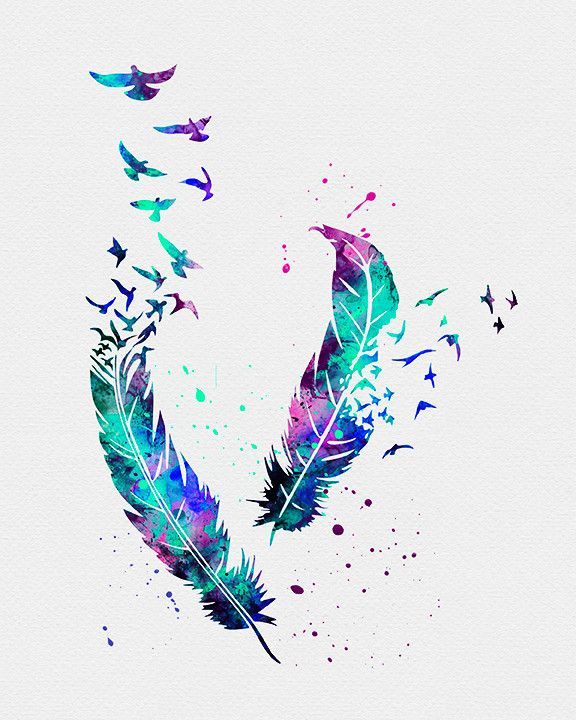 Birds & Feathers Watercolor Art
