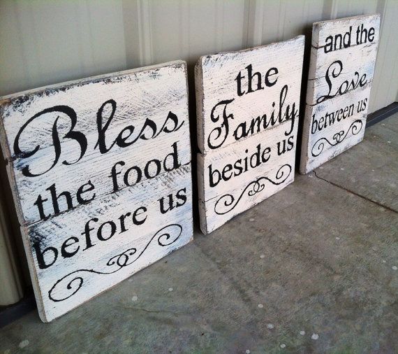 Bless The Food Before Us Sign Kitchen Pallet by CharmingWillows