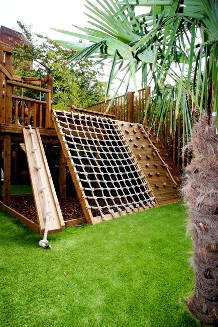 Climbing structure, deck access.  Good shade for under deck. play area.