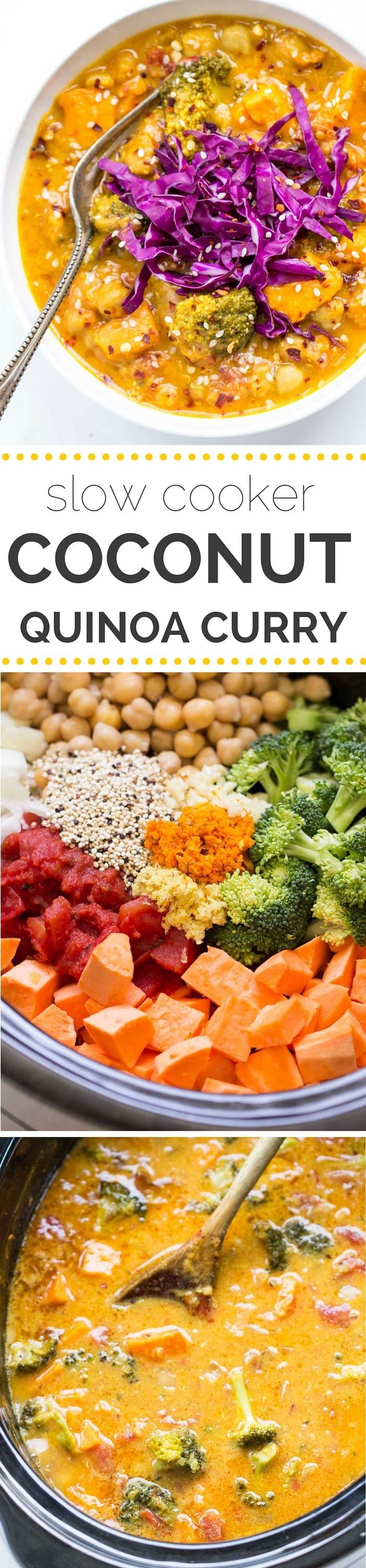 COCONUT QUINOA CURRY — made in the slow cooker with only a few simple ingredients. Only fresh, wholes