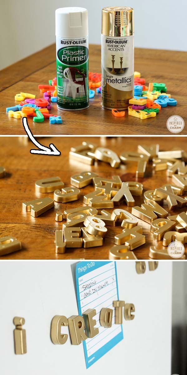 Cover your refrigerator with these classic painted magnetic letters. | 30 Low-Budget Makeovers You Could D
