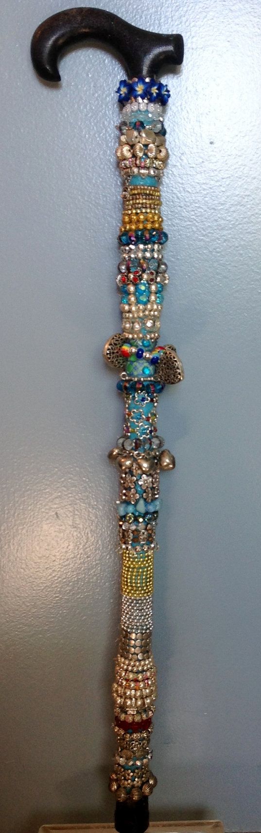 Decorative Beaded Cane and Walking Stick by annielaine on Etsy, $120.00